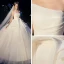 Bäst Champagne Organza Bröllopsklänningar 2019 Prinsessa Axelbandslös Ärmlös Halterneck Långa Ruffle