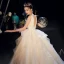 Bling Bling Champagner Organza Brautkleider / Hochzeitskleider 2019 Ballkleid Durchsichtige Tiefer V-Ausschnitt Ärmellos Rückenfreies Glanz Tülle Kathedrale Schleppe Rüschen