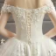 Chic / Beautiful Champagne Wedding Dresses 2019 A-Line / Princess Off-The-Shoulder Short Sleeve Backless Appliques Lace Flower Beading Cathedral Train Ruffle
