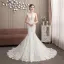Classy Ivory See-through Wedding Dresses 2019 Trumpet / Mermaid Scoop Neck Sleeveless Appliques Lace Beading Pearl Court Train Ruffle