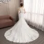 Classy Ivory See-through Wedding Dresses 2019 Trumpet / Mermaid Scoop Neck Sleeveless Appliques Lace Beading Pearl Court Train Ruffle
