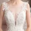 Classy Ivory See-through Wedding Dresses 2019 Trumpet / Mermaid Scoop Neck Sleeveless Appliques Lace Beading Pearl Court Train Ruffle