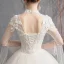 Affordable Champagne See-through Outdoor / Garden Wedding Dresses 2019 Ball Gown High Neck Bell sleeves Backless Appliques Lace Pearl Beading Floor-Length / Long Ruffle