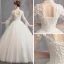 Affordable Champagne See-through Outdoor / Garden Wedding Dresses 2019 Ball Gown High Neck Bell sleeves Backless Appliques Lace Pearl Beading Floor-Length / Long Ruffle