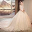 Chic / Belle Ivoire Robe De Mariée 2019 Princesse Transparentes Col v profond Sans Manches Dos Nu Appliques En Dentelle Fleur Perle Perlage Cathedral Train Volants