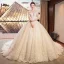 Chic / Belle Ivoire Robe De Mariée 2019 Princesse Transparentes Col v profond Sans Manches Dos Nu Appliques En Dentelle Fleur Perle Perlage Cathedral Train Volants