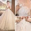 Chic / Belle Ivoire Robe De Mariée 2019 Princesse Transparentes Col v profond Sans Manches Dos Nu Appliques En Dentelle Fleur Perle Perlage Cathedral Train Volants