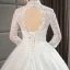 Style Chinois Ivoire Transparentes Robe De Mariée 2019 Princesse Col Haut 3/4 Manches Dos Nu Appliques En Dentelle Perlage Chapel Train Volants