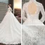 Style Chinois Ivoire Transparentes Robe De Mariée 2019 Princesse Col Haut 3/4 Manches Dos Nu Appliques En Dentelle Perlage Chapel Train Volants