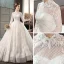 Style Chinois Ivoire Transparentes Robe De Mariée 2019 Princesse Col Haut 3/4 Manches Dos Nu Appliques En Dentelle Perlage Chapel Train Volants