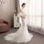 Affordable Champagne Outdoor / Garden Wedding Dresses 2019 Trumpet / Mermaid Spaghetti Straps Short Sleeve Backless Appliques Lace Court Train Ruffle