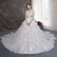 Luksus Champagne Brudekjoler 2019 Prinsesse Kjæreste Uten Ermer Ryggløse Appliques Blonder Glitter Tyll Beading Cathedral Train Buste