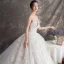 Luksus Champagne Brudekjoler 2019 Prinsesse Kjæreste Uten Ermer Ryggløse Appliques Blonder Glitter Tyll Beading Cathedral Train Buste