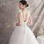 Best Champagne Wedding Dresses 2019 A-Line / Princess Deep V-Neck Sleeveless Backless Appliques Lace Beading Chapel Train Ruffle