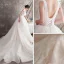 Best Champagne Wedding Dresses 2019 A-Line / Princess Deep V-Neck Sleeveless Backless Appliques Lace Beading Chapel Train Ruffle