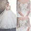 Illusion Champagne See-through Wedding Dresses 2019 Ball Gown Scoop Neck Backless Bell sleeves Beading Appliques Lace Watteau Train Ruffle
