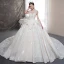 Luxe Champagne Transparentes Robe De Mariée 2019 Robe Boule Encolure Carrée Sans Manches Dos Nu Perlage Glitter Tulle Cathedral Train Volants