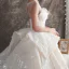 Luxe Champagne Transparentes Robe De Mariée 2019 Robe Boule Encolure Carrée Sans Manches Dos Nu Perlage Glitter Tulle Cathedral Train Volants