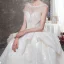 Luxe Champagne Transparentes Robe De Mariée 2019 Robe Boule Encolure Carrée Sans Manches Dos Nu Perlage Glitter Tulle Cathedral Train Volants