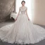 Illusion Champagne Transparentes Robe De Mariée 2019 Princesse Encolure Dégagée Mancherons Dos Nu Appliques En Dentelle Faux Diamant Perlage Glitter Tulle Cathedral Train Volants