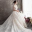 Illusion Champagne Transparentes Robe De Mariée 2019 Princesse Encolure Dégagée Mancherons Dos Nu Appliques En Dentelle Faux Diamant Perlage Glitter Tulle Cathedral Train Volants
