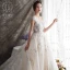 Illusion Champagne Transparentes Robe De Mariée 2019 Princesse Encolure Dégagée Mancherons Dos Nu Appliques En Dentelle Faux Diamant Perlage Glitter Tulle Cathedral Train Volants