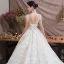 Illusion Champagne Transparentes Robe De Mariée 2019 Princesse Encolure Dégagée Mancherons Dos Nu Appliques En Dentelle Faux Diamant Perlage Glitter Tulle Cathedral Train Volants