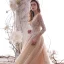 Luxe Champagne Transparentes Robe De Mariée 2019 Princesse Encolure Carrée 3/4 Manches Dos Nu Glitter Tulle Appliques En Dentelle Perlage Cathedral Train Volants