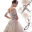 Edles Champagner Durchbohrt Brautkleider / Hochzeitskleider 2019 A Linie Off Shoulder Kurze Ärmel Rückenfreies Applikationen Spitze Perlenstickerei Glanz Tülle Kapelle-Schleppe Rüschen