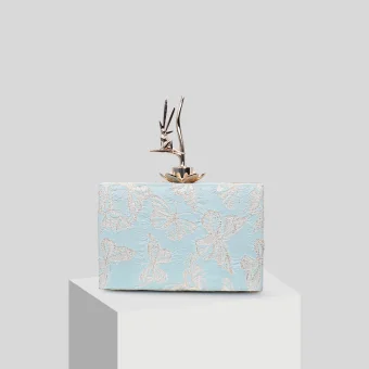 Chic Beautiful Sky Blue Butterfly Embroidered Clutch Bags 2019