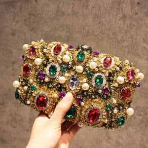 Stylowe Modne Multi Kolory Perła Rhinestone Frezowanie Kopertówki 2019