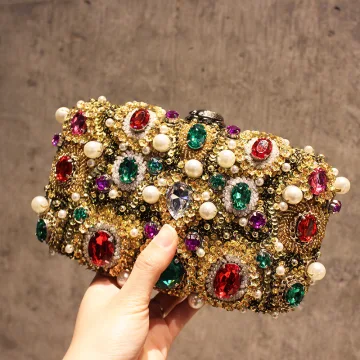 Stylowe Modne Multi Kolory Perła Rhinestone Frezowanie Kopertówki 2019