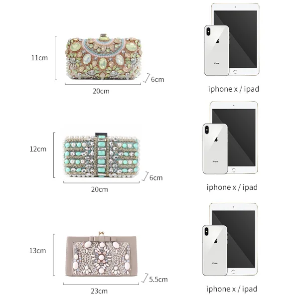 Moderne / Mode Multi-Couleurs Perle Faux Diamant Perlage Pochette 2019