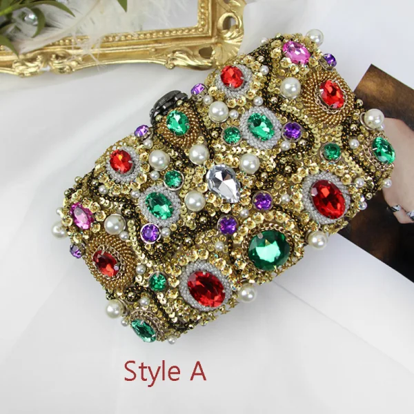 Moderne / Mode Multi-Couleurs Perle Faux Diamant Perlage Pochette 2019