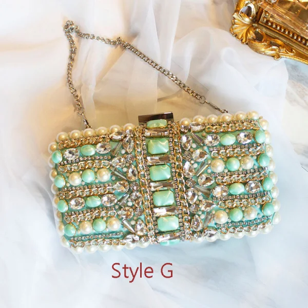 Moderne / Mode Multi-Couleurs Perle Faux Diamant Perlage Pochette 2019