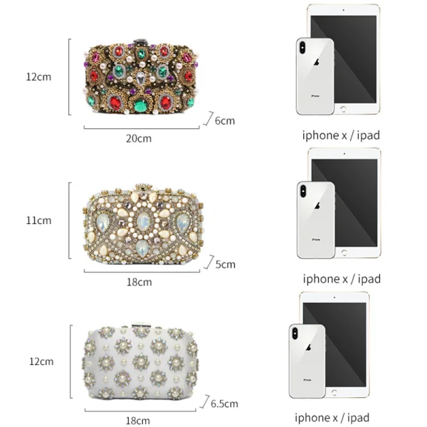 Moderne / Mode Multi-Couleurs Perle Faux Diamant Perlage Pochette 2019