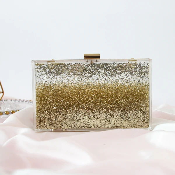 Transparent Doré Glitter Acrylique Pochette 2019