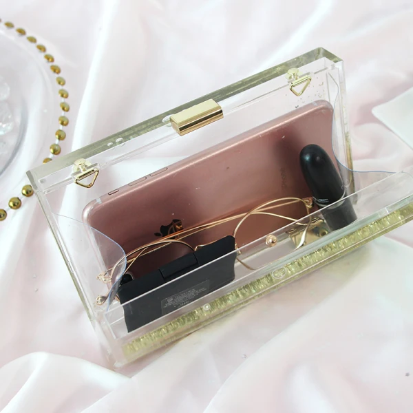 Transparent Doré Glitter Acrylique Pochette 2019