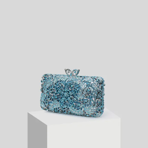 Luxury / Gorgeous Pool Blue Glitter Rhinestone Clutch Bags 2019