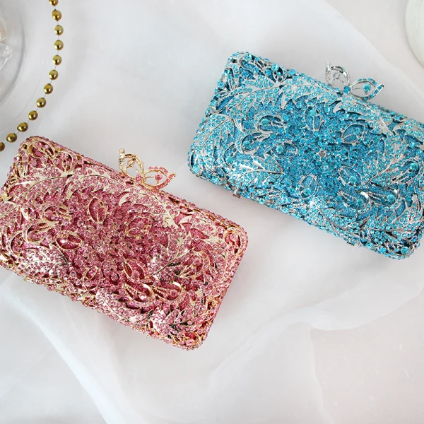 Luxe Bleu Glitter Faux Diamant Pochette 2019