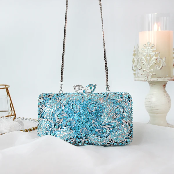 Luxe Bleu Glitter Faux Diamant Pochette 2019