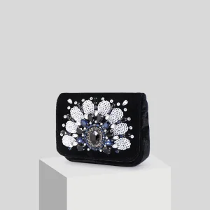 Mooie Prachtige Zwarte Suede Parel Rhinestone Pailletten Handtassen 2019