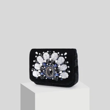 Chic Belle Noire Daim Perle Faux Diamant Paillettes Pochette 2019