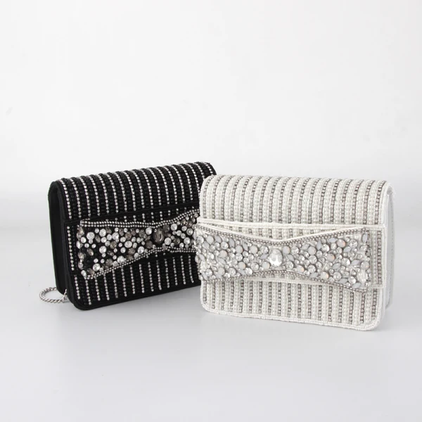 Mooie / Prachtige Zwarte Kralen Rhinestone Handtassen 2019