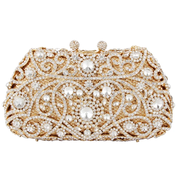 Sparkly Gold Glitter Rhinestone Clutch Bags 2019