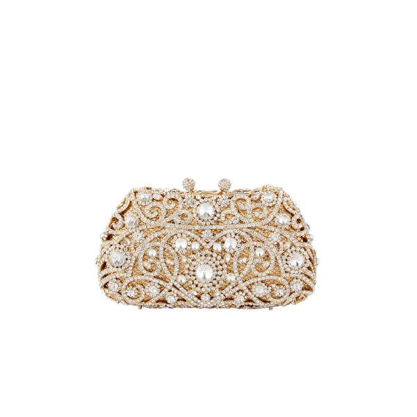 Sparkly Gold Glitter Rhinestone Clutch Bags 2019