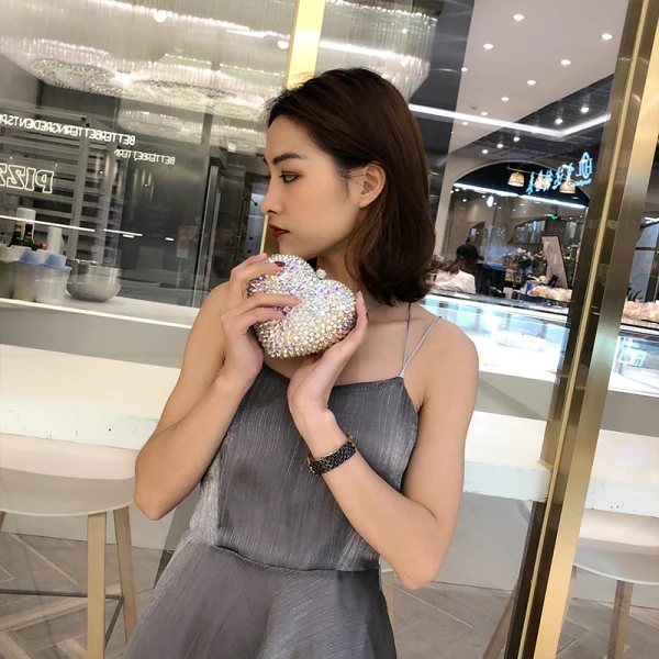 Sparkly Multi-Colors Heart-shaped Rhinestone Clutch Bags 2019