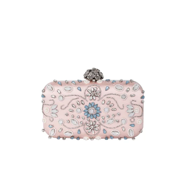 Snygga / Fina Rodnande Rosa Beading Pärla Rhinestone Kuvertväska 2019