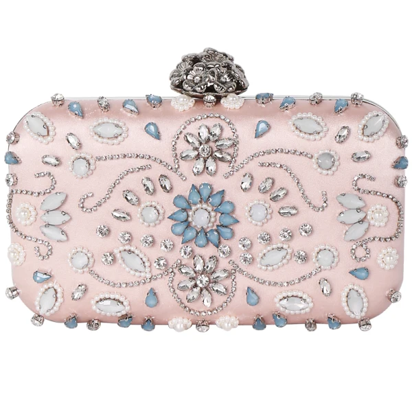 Snygga / Fina Rodnande Rosa Beading Pärla Rhinestone Kuvertväska 2019