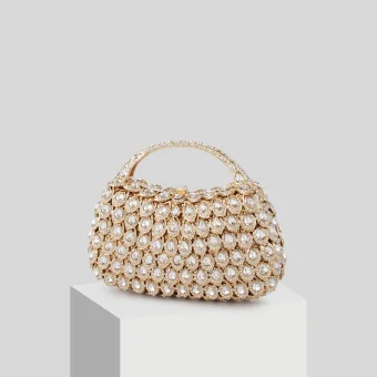 Luxe Doré Perlage Faux Diamant Pochette 2019